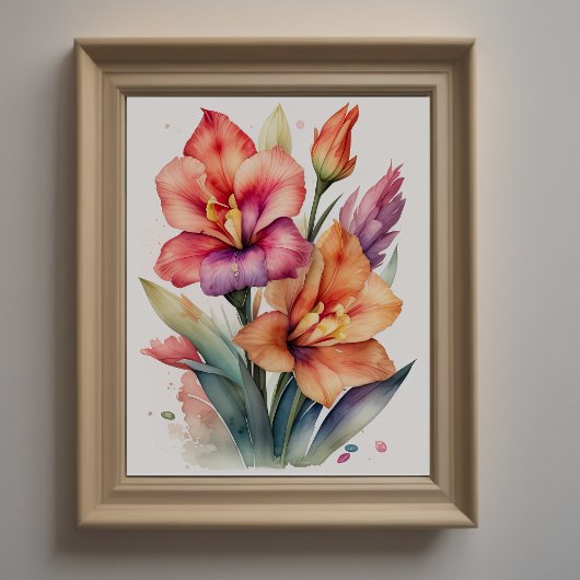 Poster Peinture aquarelle de Gladiolas III