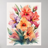 Poster Peinture aquarelle de Gladiolas VI (Devant)