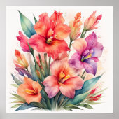 Poster Peinture aquarelle de Gladiolas X (Devant)
