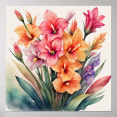 Poster Peinture aquarelle de Gladiolas XI (Devant)