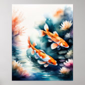 Poster Peinture aquarelle de Koi Fish II (Devant)