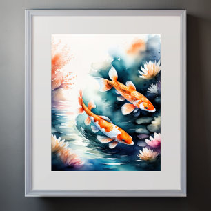 Poster Peinture aquarelle de Koi Fish II