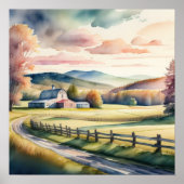 Poster Peinture aquarelle de la ferme (Devant)