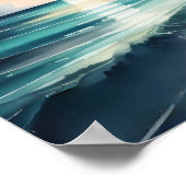 Poster Peinture aquarelle de la plage tropicale à la nuit (Coin)