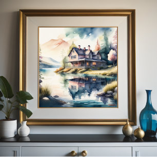 Poster Peinture aquarelle de Lake House
