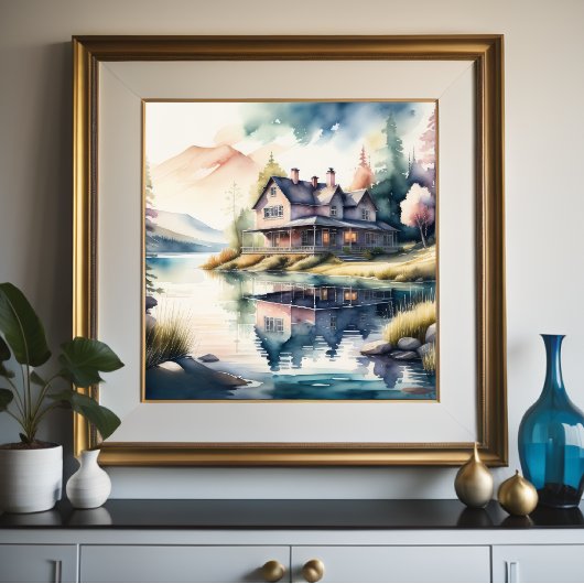 Poster Peinture aquarelle de Lake House