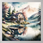 Poster Peinture aquarelle de Lake House (Devant)