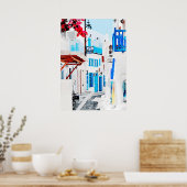 Poster Peinture aquarelle de Mykonos (Cuisine)