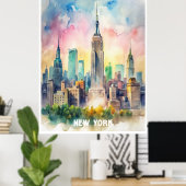 Poster Peinture aquarelle de New York (Bureau à domicile)