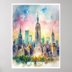 Poster Peinture aquarelle de New York