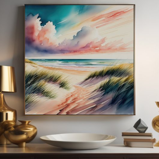 Poster Peinture aquarelle de plage