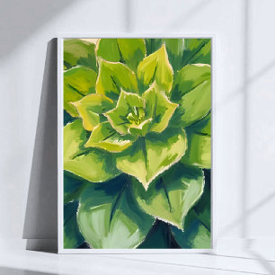 Poster Peinture aquarelle de plante succulente verte