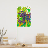 Poster Peinture aquarelle de raisins de vin (Cuisine)