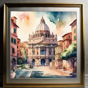 Poster Peinture aquarelle de Rome Italie