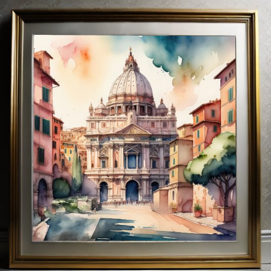 Poster Peinture aquarelle de Rome Italie