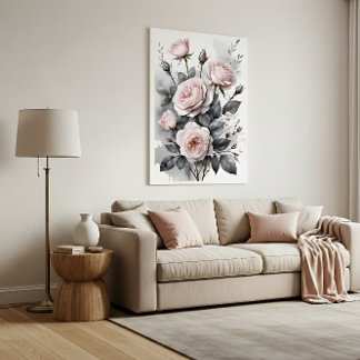 Poster Peinture aquarelle de roses roses