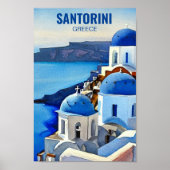 Poster Peinture aquarelle de Santorin Grèce (Devant)
