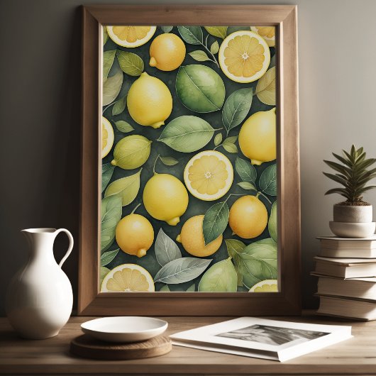 Poster Peinture aquarelle des citrons