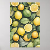 Poster Peinture aquarelle des citrons (Devant)
