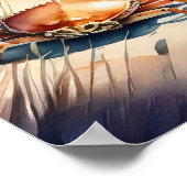 Poster Peinture aquarelle des crabes sur la plage (Coin)