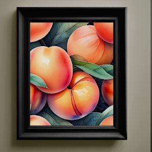 Poster Peinture aquarelle des pêches