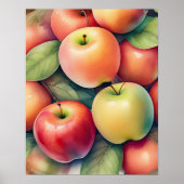 Poster Peinture aquarelle des pommes (Devant)