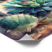 Poster Peinture aquarelle du désert du paysage rural (Coin)