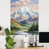 Poster Peinture aquarelle du parc national de Denali (Bureau à domicile)