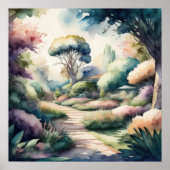 Poster Peinture aquarelle du paysage du jardin (Devant)