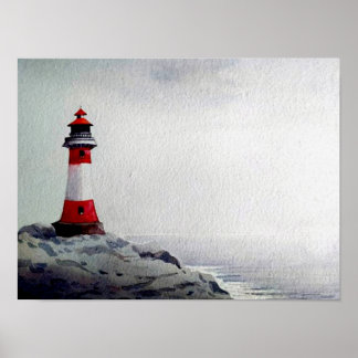 Poster Peinture aquarelle du phare