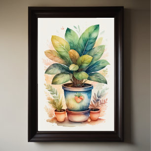 Poster Peinture aquarelle du Plante de la maison dans le 