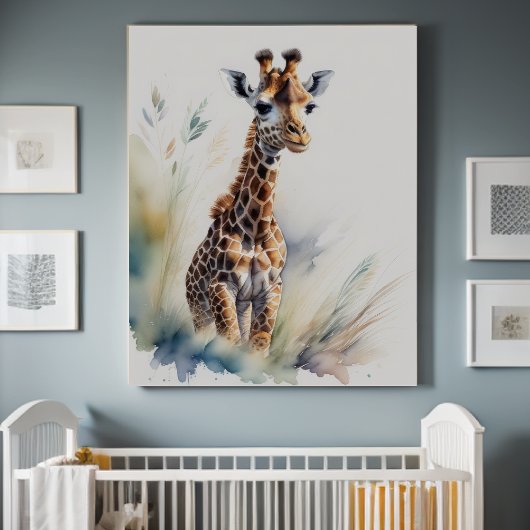 Poster Peinture aquarelle d'un bébé girafe 5:4