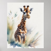 Poster Peinture aquarelle d'un bébé girafe 5:4 (Devant)