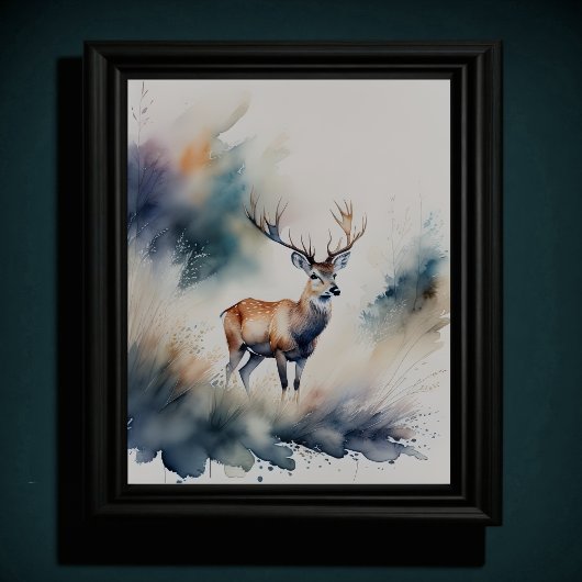 Poster Peinture aquarelle d'un cerf 5:4