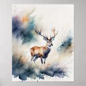 Poster Peinture aquarelle d'un cerf 5:4 (Devant)