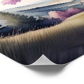 Poster Peinture aquarelle d'un grand arbre à feuilles vio (Coin)