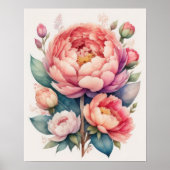 Poster Peinture aquarelle d'une pivoine III (Devant)