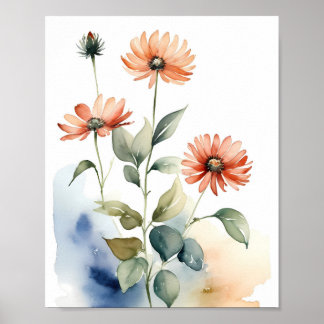 Poster Peinture aquarelle Fleurs