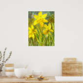 Poster Peinture aquarelle, Fleurs Jaunes, Daffodiles (Cuisine)