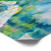 Poster Peinture aquarelle Snow Deer Stream Paysage (Coin)