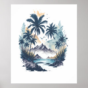 Poster Peinture aquarelle Tropical Paradise