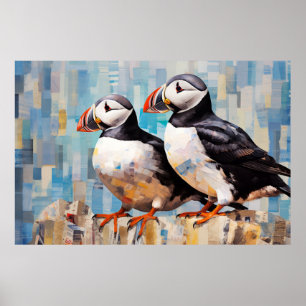 Poster Peinture Art Décor Oiseau Oiseau de Puffin
