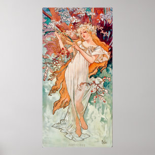 Poster Peinture Art Nouveau de printemps par Alphonse Muc