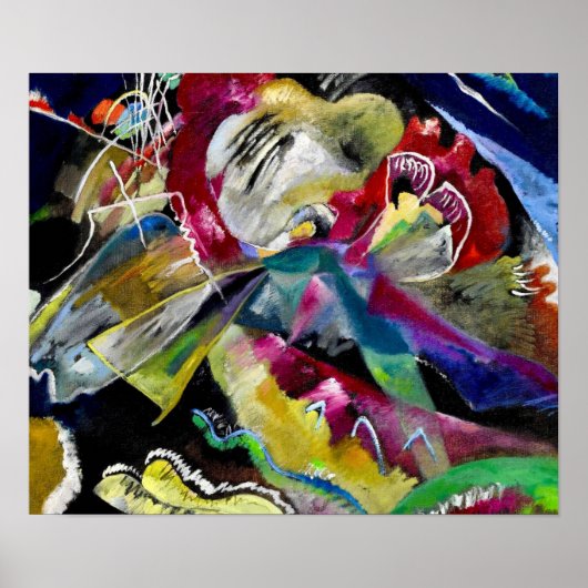 Poster Peinture avec lignes blanches - Kandinsky (Devant)