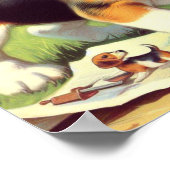 Poster Peinture Beagle sur chiot (Coin)