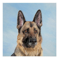 Peinture berger allemande - jolie art original chi