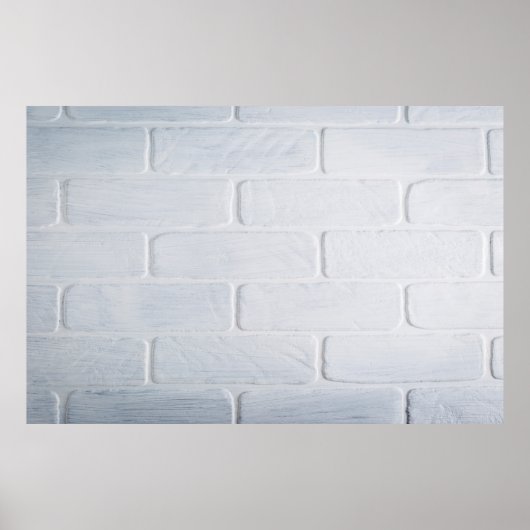 Poster Peinture blanche murale en briques de texture (Devant)