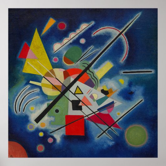 Poster Peinture Bleue Kandinsky Abstraite (Devant)