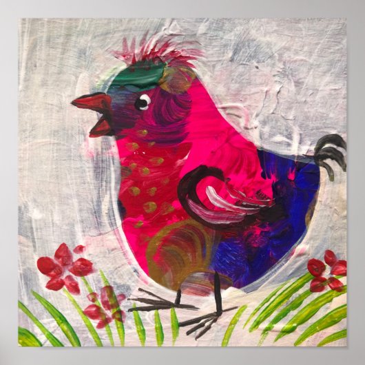 Poster Peinture, Bocho bird, potier décoratif (Devant)