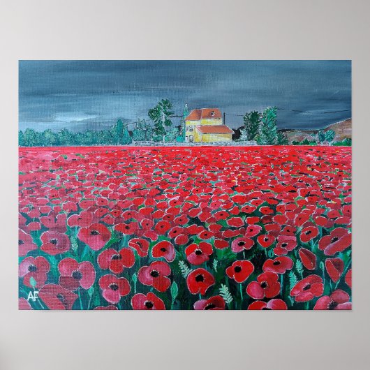 Poster Peinture Campo de Amapolas par Alfred Fox (Devant)